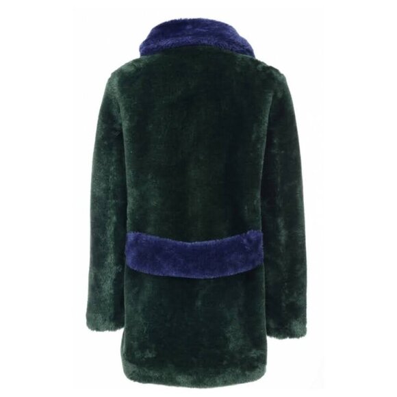 PINKO Stendino Colorblock Faux Fur Double Breasted Coat - Picture 2 of 12